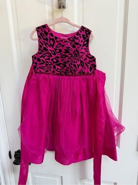 Marmellata Classics 4T Girl Hot Pink Black Leopard Print Sleeveless Formal Dress